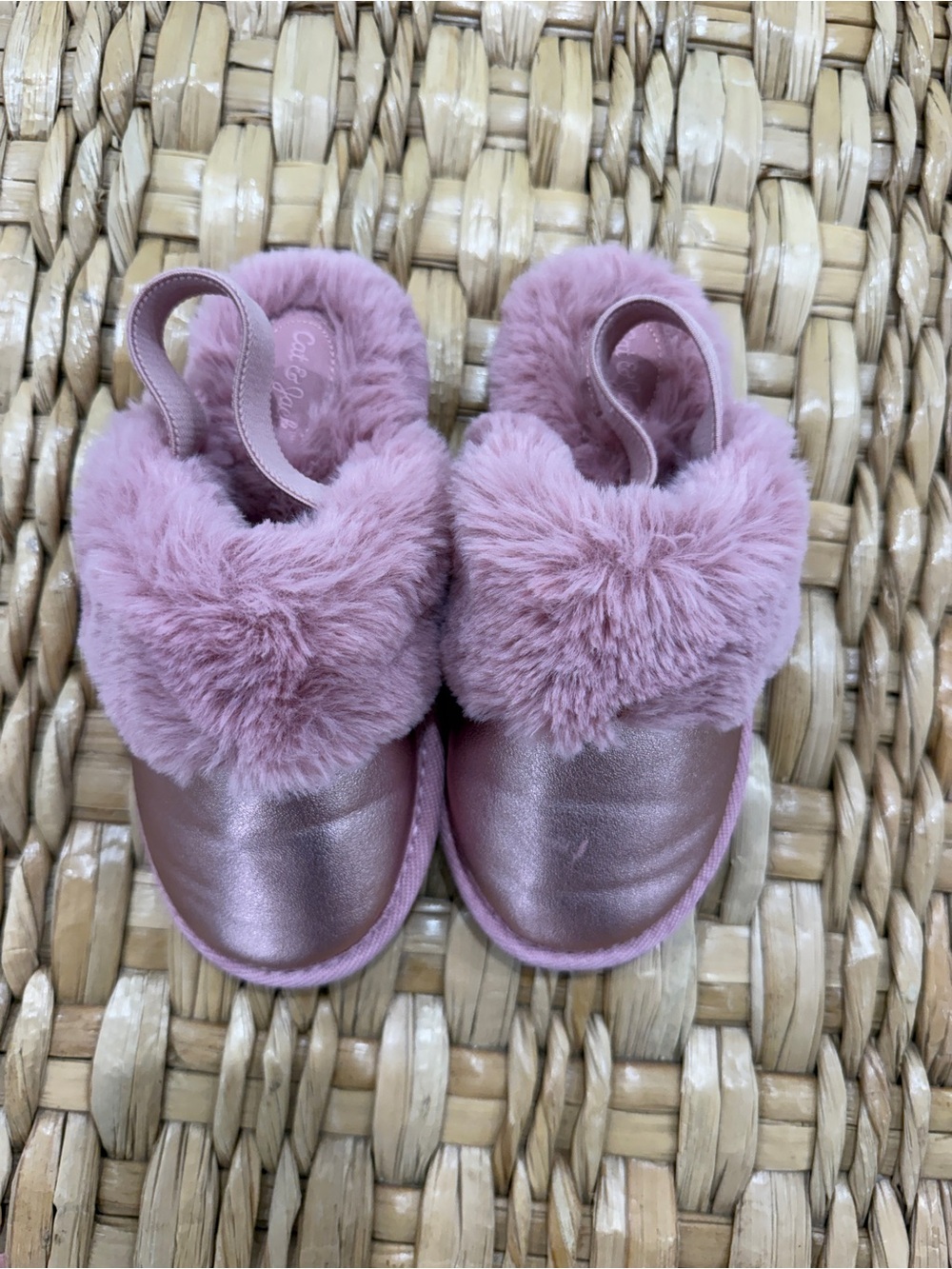 Kids Pink Furry Slippers size 11/12